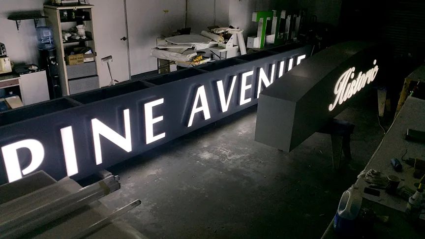 Historic Pine Avenue gateway lettering